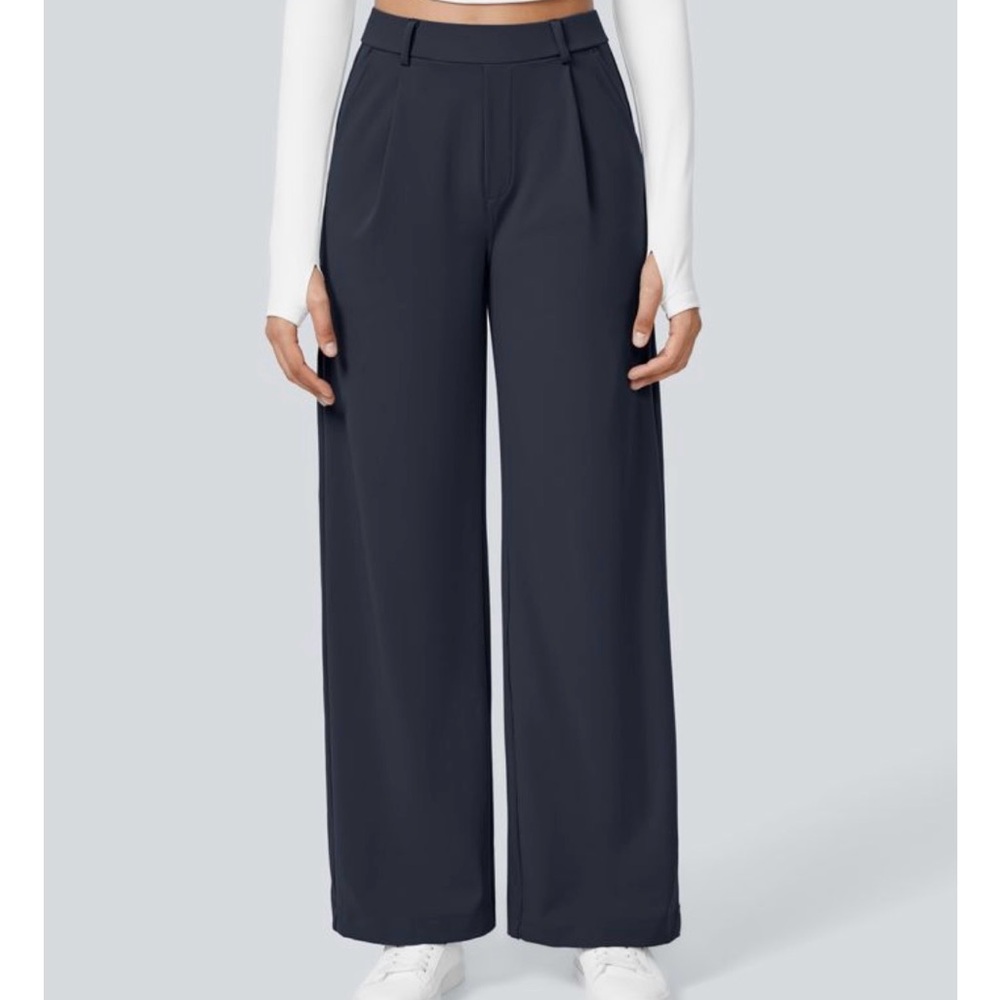 HALARA Dark Blue Wide-Leg Trousers